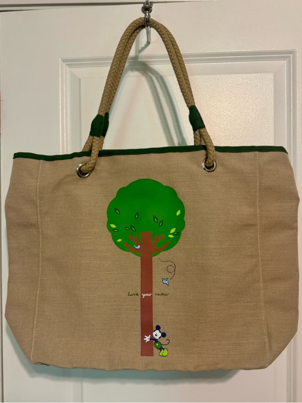 Disney Store Mickey Mouse LARGE Tote Bag EARTH DAY 2009 Recycled Materials